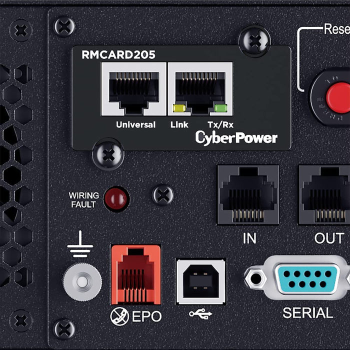 CyberPower Systems RMCARD205 Netzwerkkarte Fuer SNMP Slot - Kompatibel zu OR und PR Serie, Zwei Anschluesse: Netzwerk und Environment Senso, Schwarz