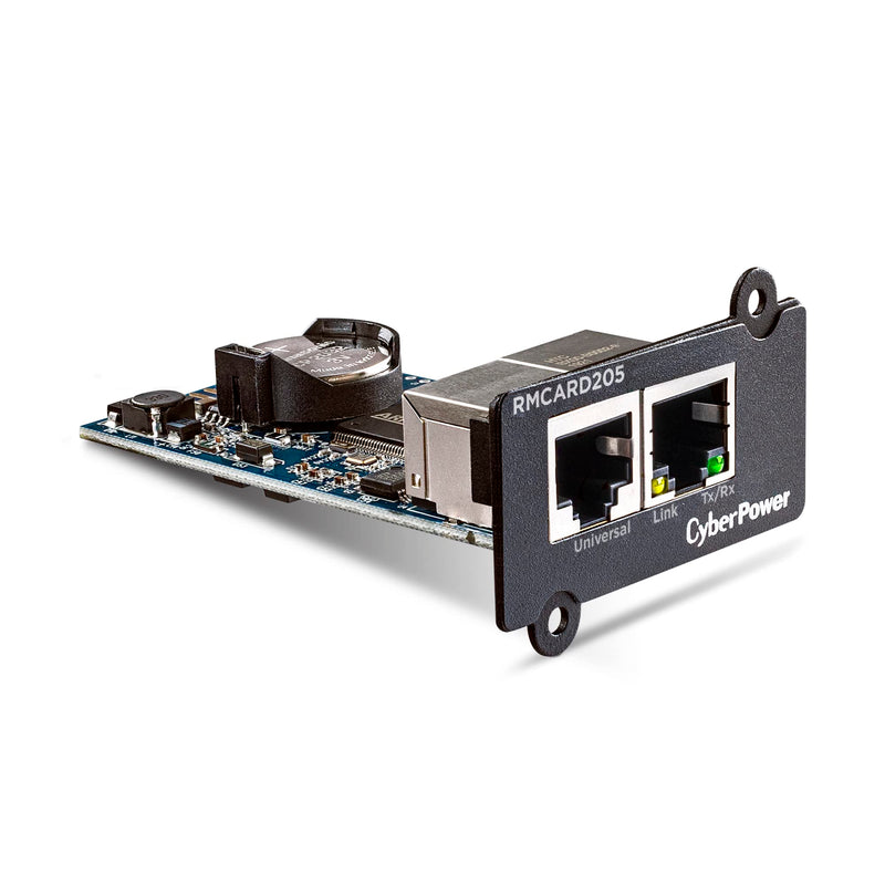 CyberPower Systems RMCARD205 Netzwerkkarte Fuer SNMP Slot - Kompatibel zu OR und PR Serie, Zwei Anschluesse: Netzwerk und Environment Senso, Schwarz