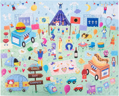 80s & 90s Song Title Music Puzzle & Quiz. 500 Piece Jigsaw Puzzle with 50 Hidden Song Titles. Quiz Sheet & Answers Included.