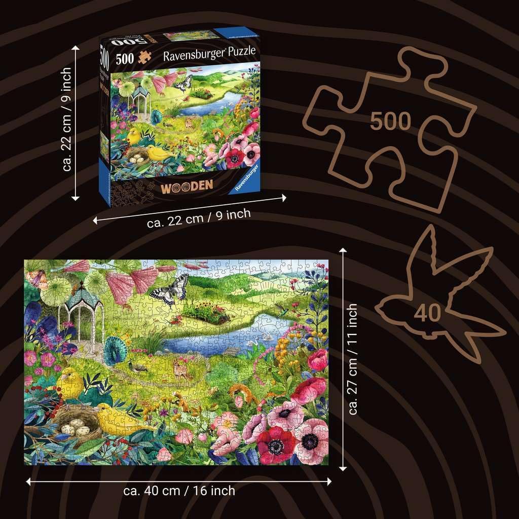 Ravensburger Wooden Jigsaw Puzzle for Adults and Kids Age 14 Years Up - Wildlife Garden 500 Pieces
