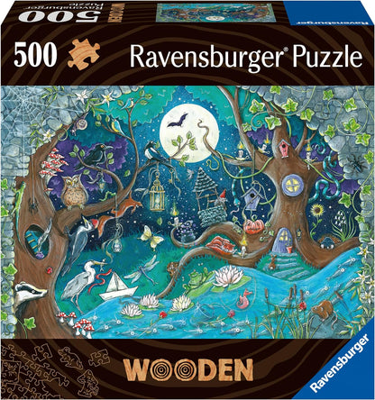 Ravensburger Wooden Jigsaw Puzzle for Adults and Kids Age 14 Years Up - Fantasy Forest 500 Pieces
