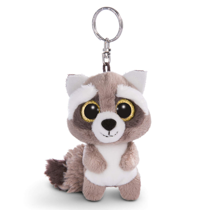 NICI 45550 Glubschis Schlüsselanhänger Waschbär Clooney 9cm Keyring Racoon, Animal Print, Colour: Pink/White, 9 cm