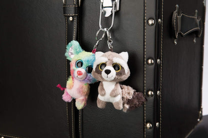 NICI 45550 Glubschis Schlüsselanhänger Waschbär Clooney 9cm Keyring Racoon, Animal Print, Colour: Pink/White, 9 cm