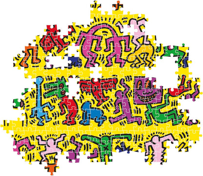 Clementoni 39755 Novo Art Series-Keith Haring, Puzzle 1000 Teile Für Erwachsene Und Kinder 10 Jahren, Geschicklichkeitsspiel Für Die Ganze Familie, Mehrfarbig