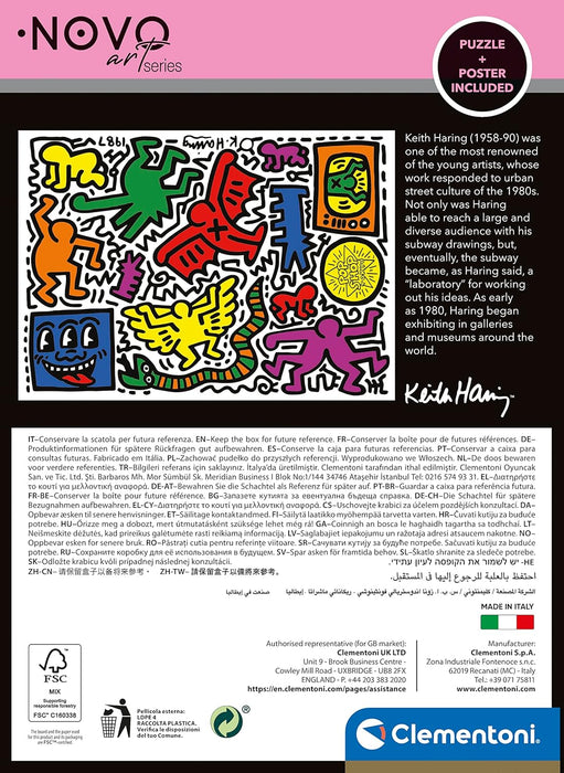 Clementoni-Puzzle Adulto 1000 Piezas Keith Haring-Blanco-Compact-Desde 14 años (39756)