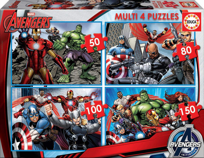 Educa - Puzzle-Set 50-80-100-150 Teile für Kinder ab 5 Jahren | Avengers, Marvel (16331
