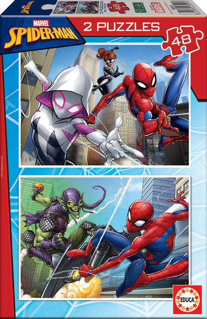 Educa - Puzzle 48 Teile für Kinder ab 4 Jahren | 2x48 Spider-Man Puzzle, Abwechslungsreich, Marvel, Puzzleset, Kinderpuzzle (18099