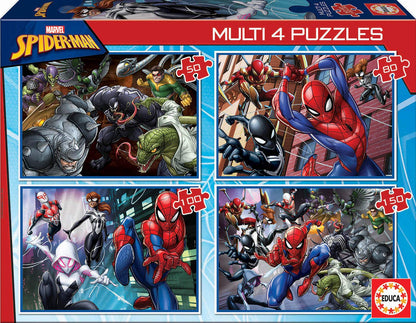 Educa - Multi 4 Puzzles 50-80-100-150 Ultimate Spider-Man, Marvel (18102