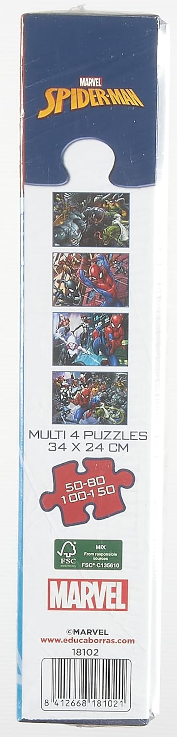 Educa - Multi 4 Puzzles 50-80-100-150 Ultimate Spider-Man, Marvel (18102