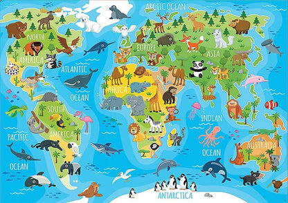 Educa 18115 World Map Animals Puzzle, 150 Pieces, Multicoloured, Sin Talla MapMundi Animals
