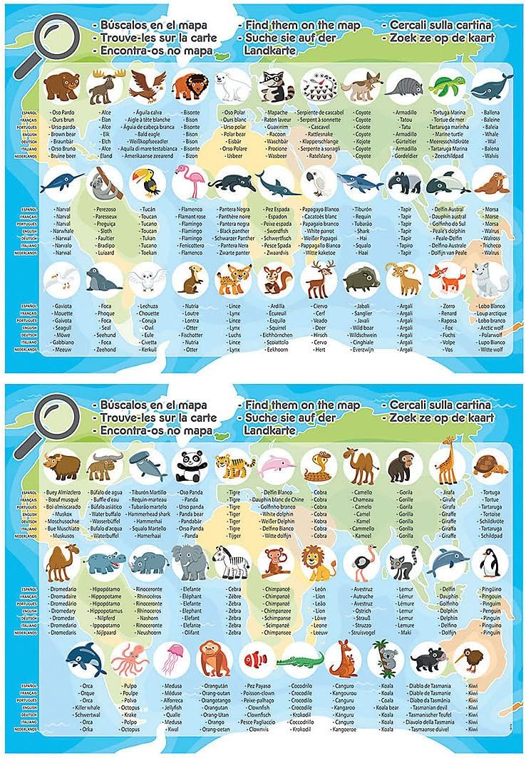 Educa 18115 World Map Animals Puzzle, 150 Pieces, Multicoloured, Sin Talla MapMundi Animals