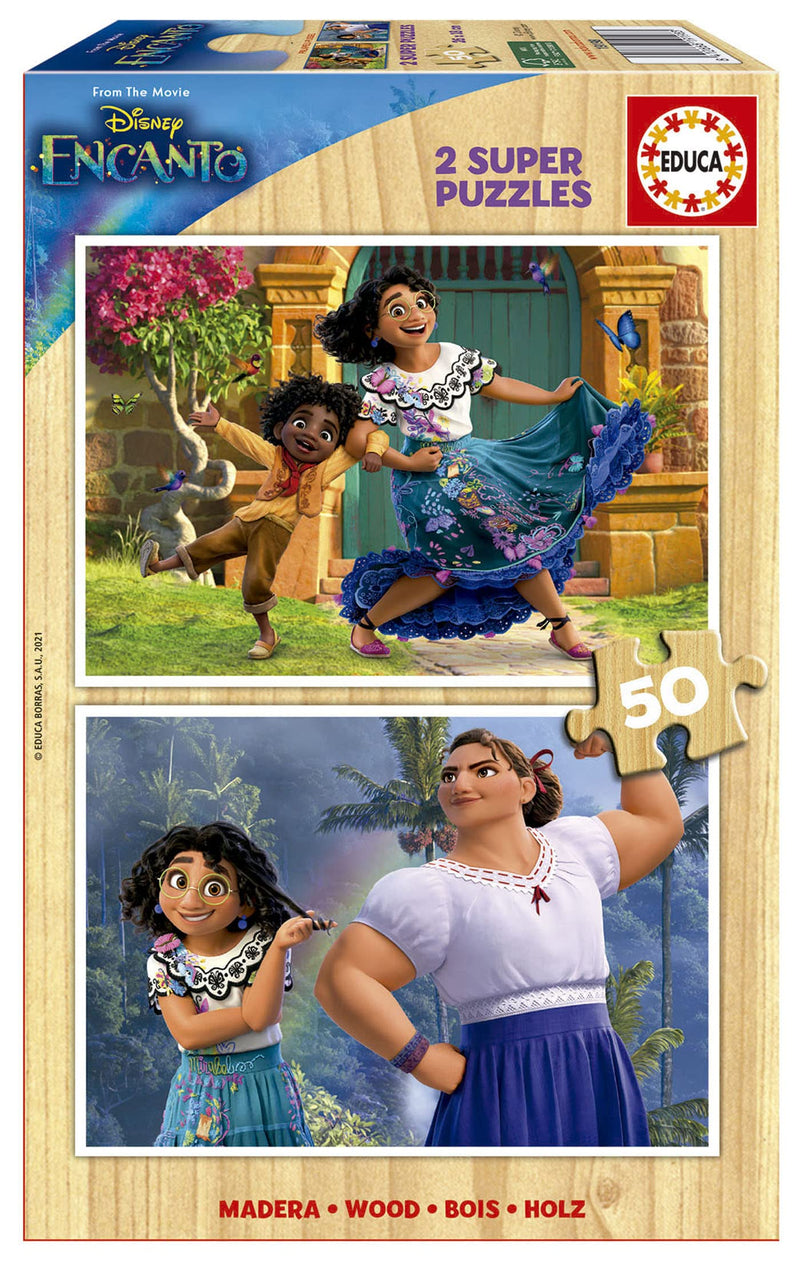 Educa - Holzpuzzle mit 50 Teile | Disney Encanto, 2x50 Teile Holzpuzzle für Kinder ab 4 Jahren (19198