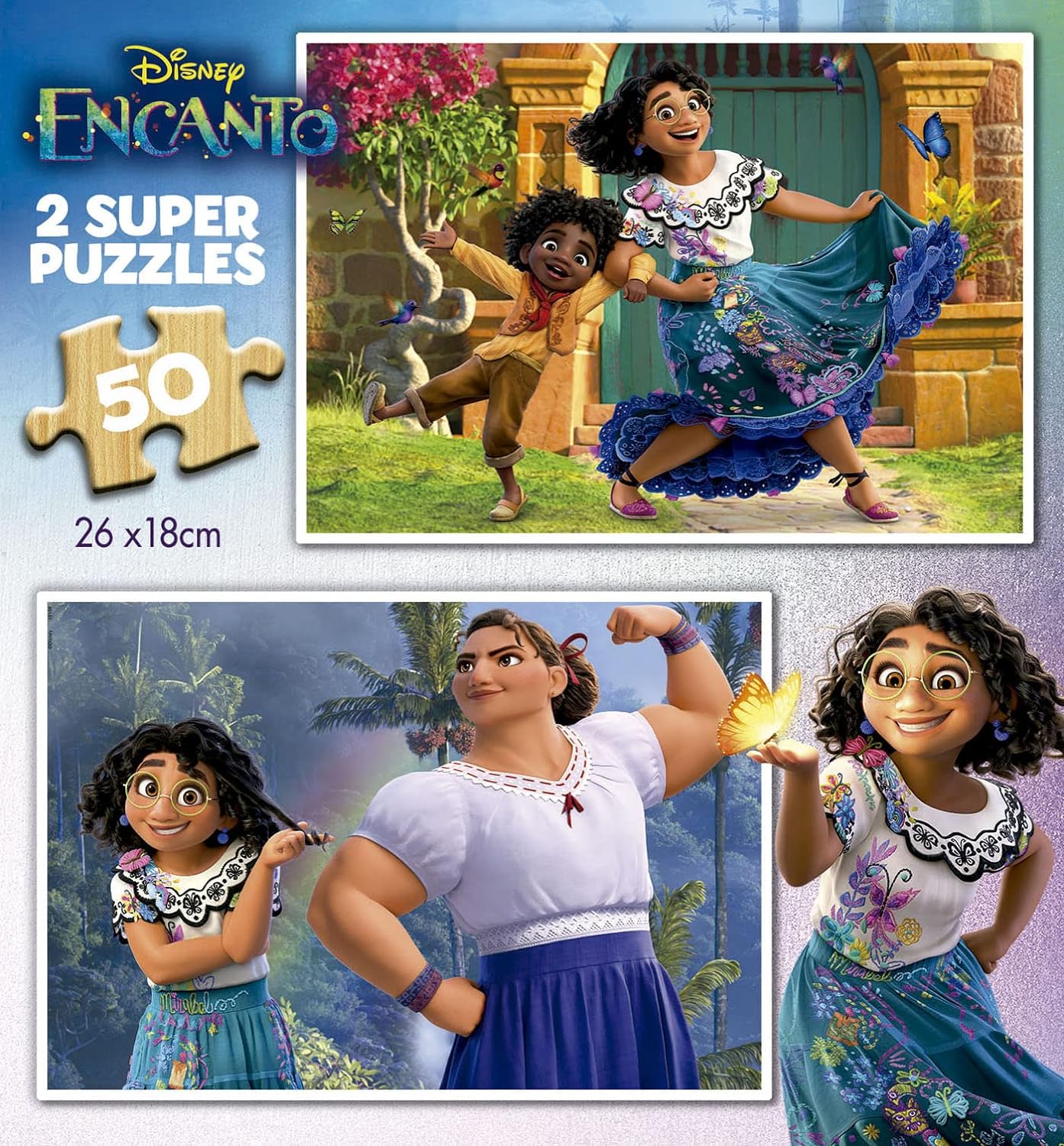 Educa - Holzpuzzle mit 50 Teile | Disney Encanto, 2x50 Teile Holzpuzzle für Kinder ab 4 Jahren (19198