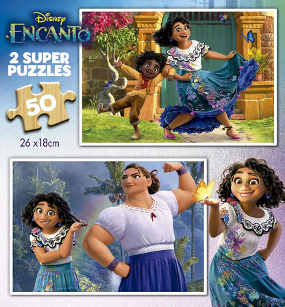 Educa - Holzpuzzle mit 50 Teile | Disney Encanto, 2x50 Teile Holzpuzzle für Kinder ab 4 Jahren (19198