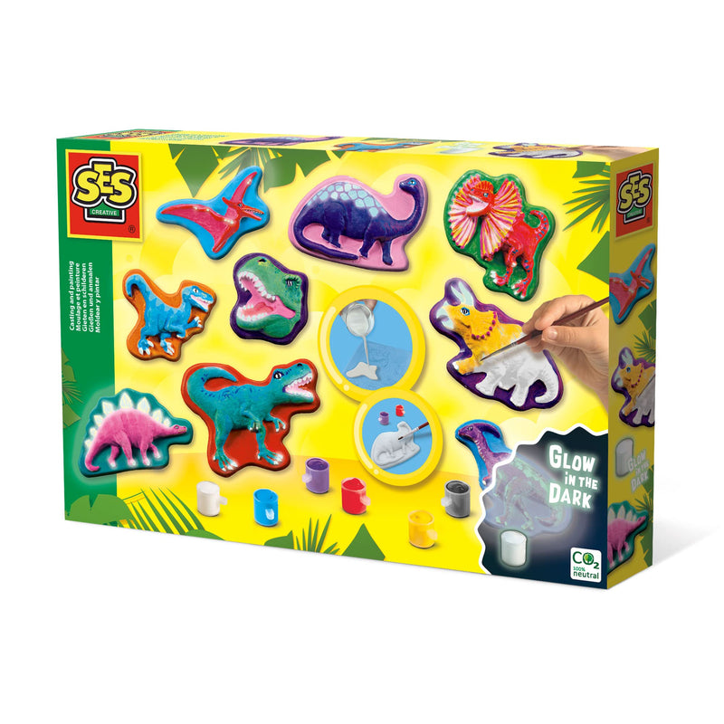 SES Creative 01292 Gips Gießen Dino-Fantasie, Dinosaurier Bastelset für Kinder