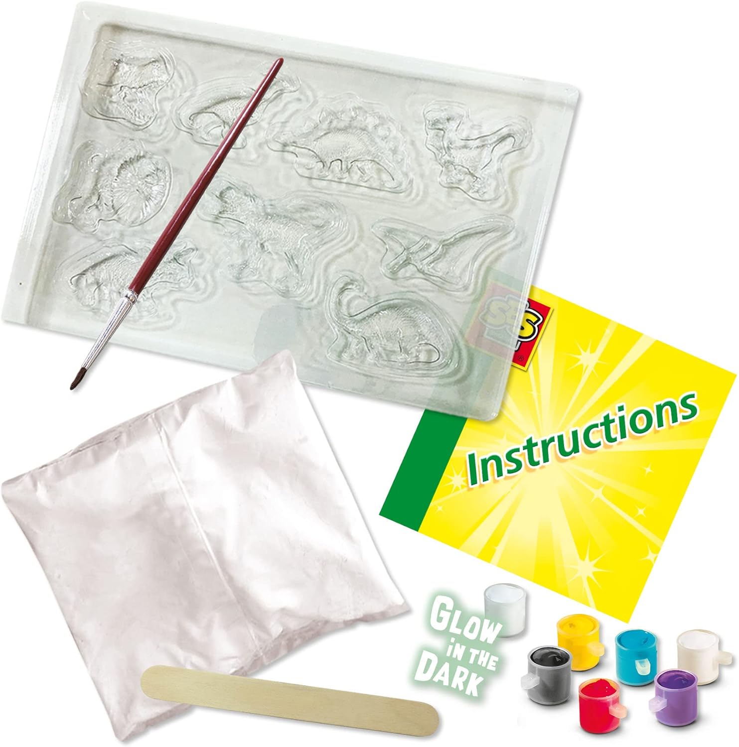 SES Creative 01292 Gips Gießen Dino-Fantasie, Dinosaurier Bastelset für Kinder