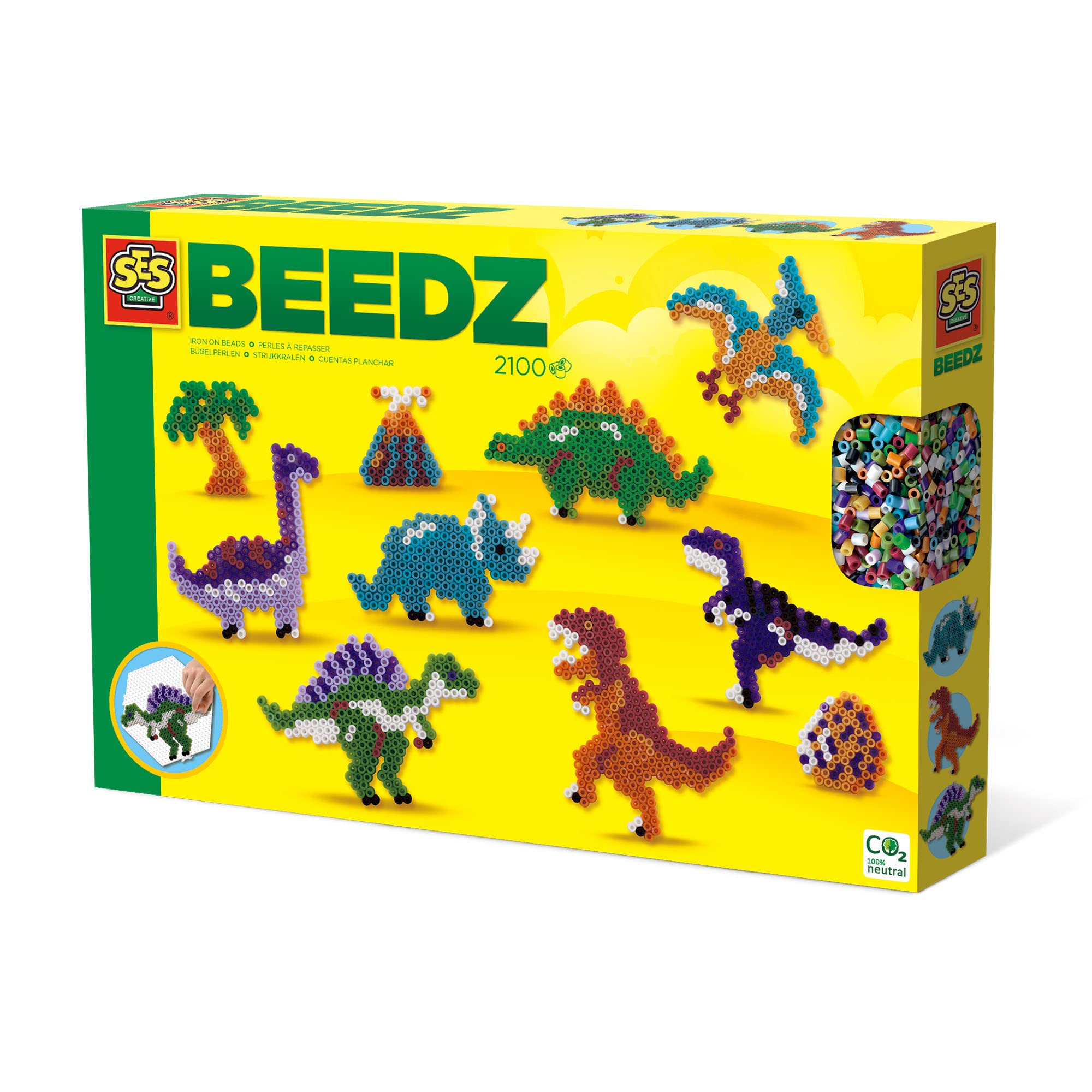 SES Creative 6202 - Iron on Beads - Dino World - Fusible Beads Ironing Beads, Mutiple