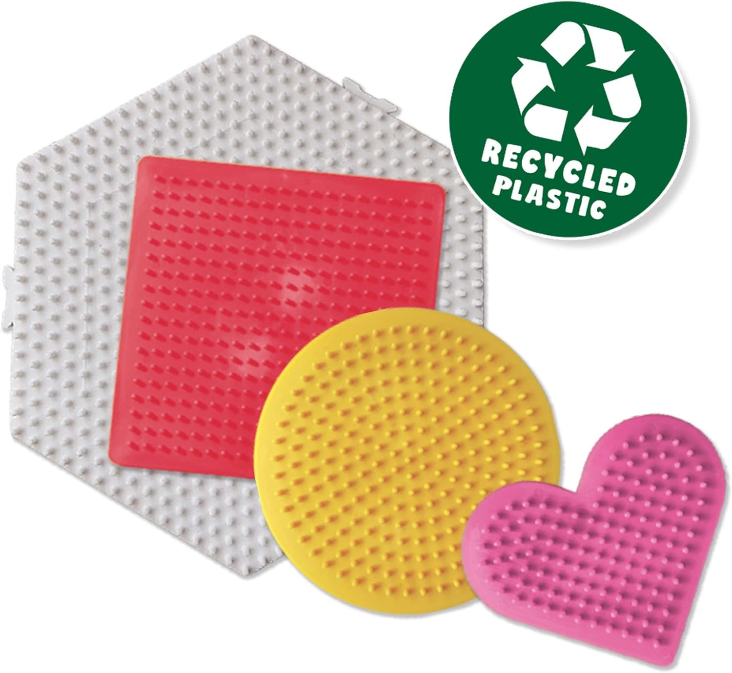 SES Creative 06403 Green Beedz, 4 Sortierte Eco-Stiftplatten, Bügelperlen-Set aus recyceltem Material