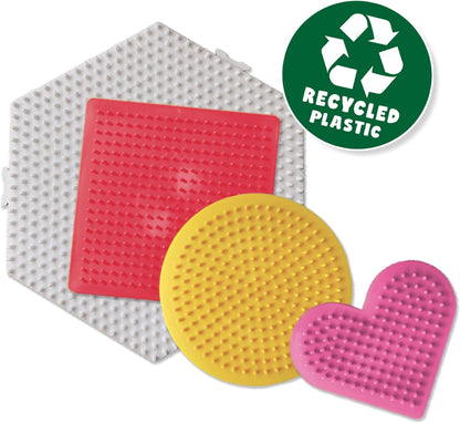 SES Creative 06403 Green Beedz, 4 Sortierte Eco-Stiftplatten, Bügelperlen-Set aus recyceltem Material
