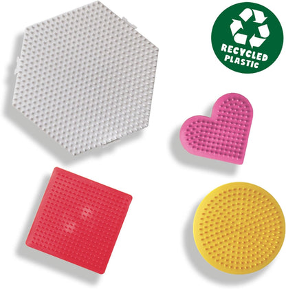 SES Creative 06403 Green Beedz, 4 Sortierte Eco-Stiftplatten, Bügelperlen-Set aus recyceltem Material