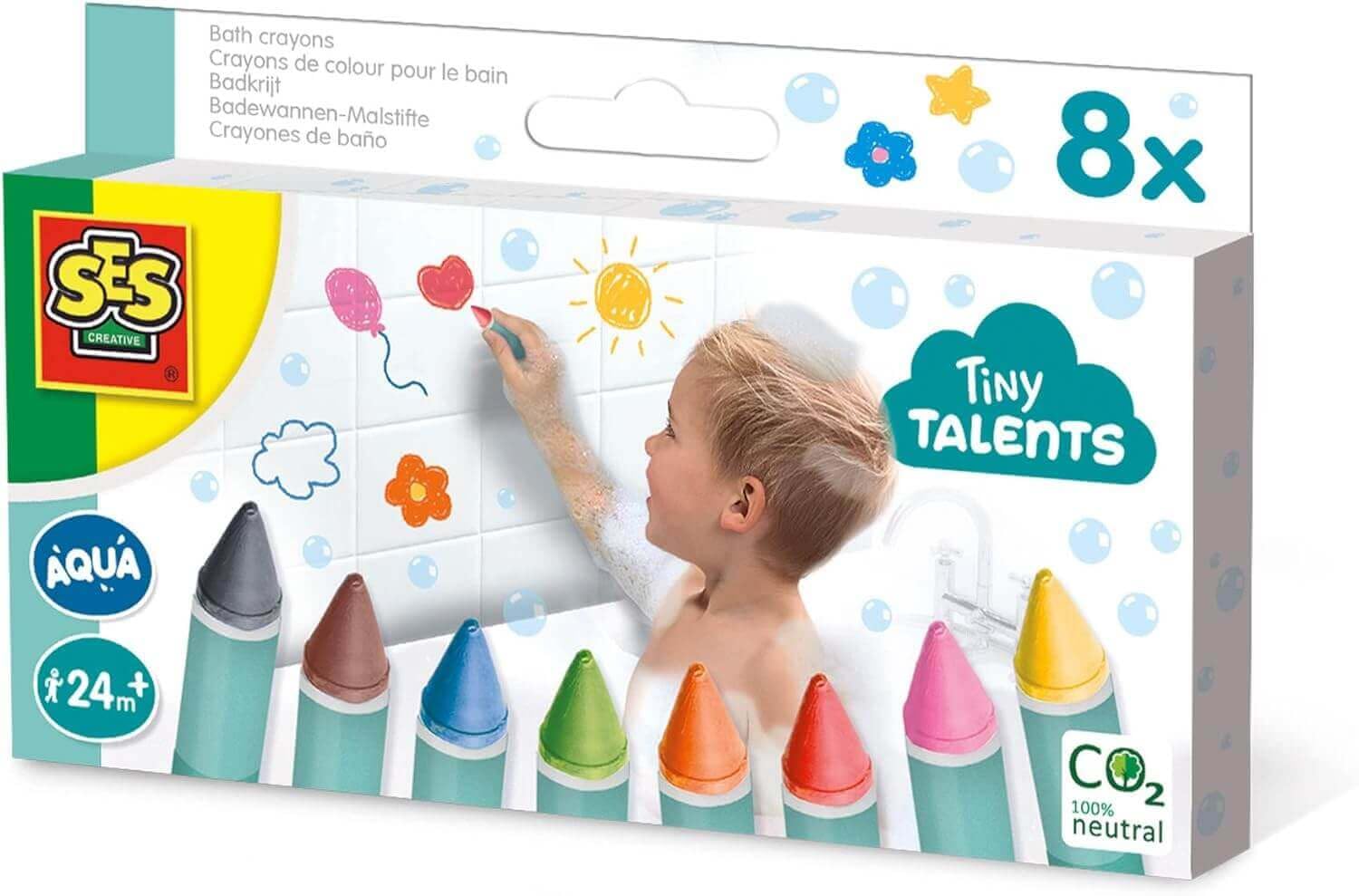 SES Creative 13050, Wasserfestes Malspielzeug für Kinder ab 24 Monate Badewannen-Malstifte