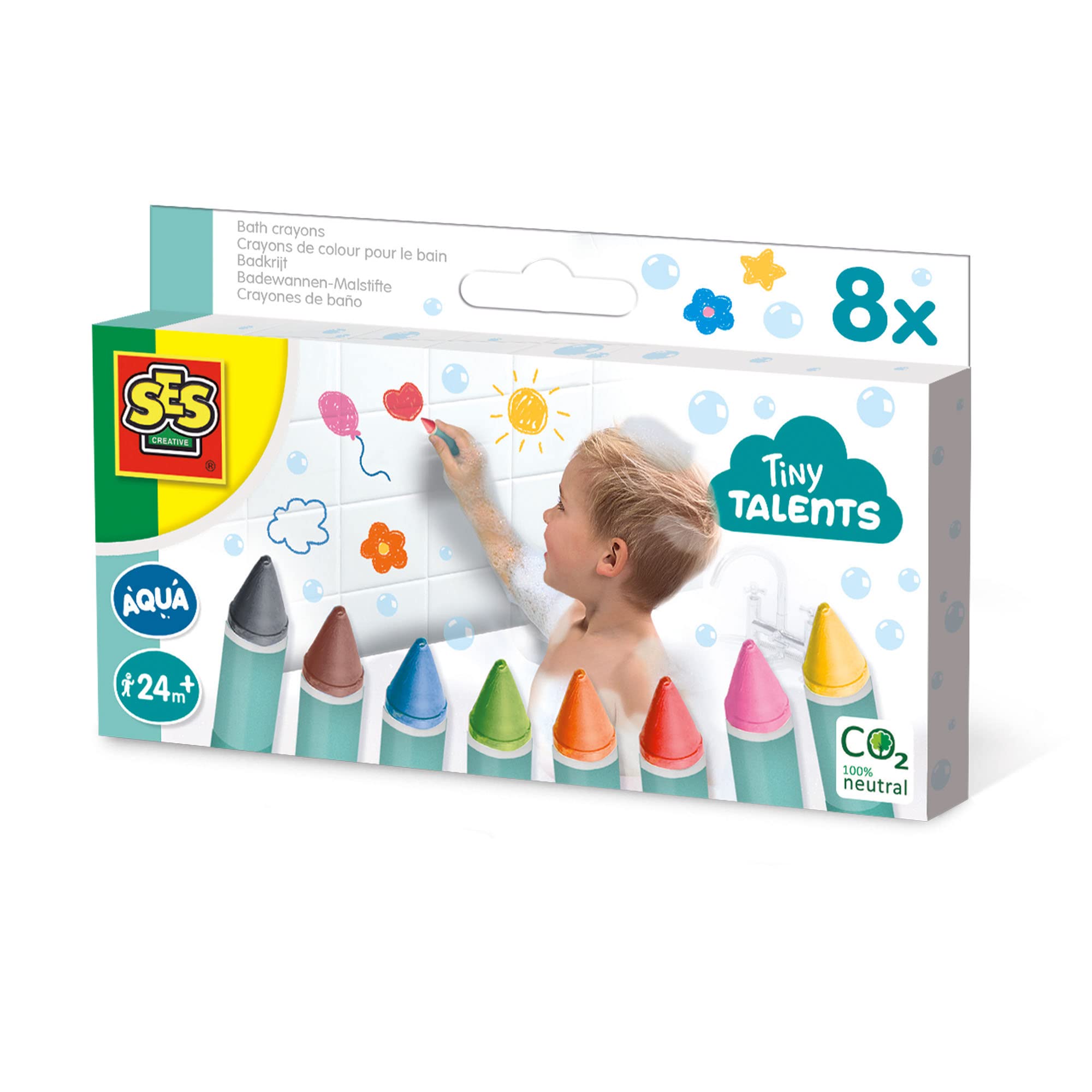 SES Creative 13050, Wasserfestes Malspielzeug für Kinder ab 24 Monate Badewannen-Malstifte