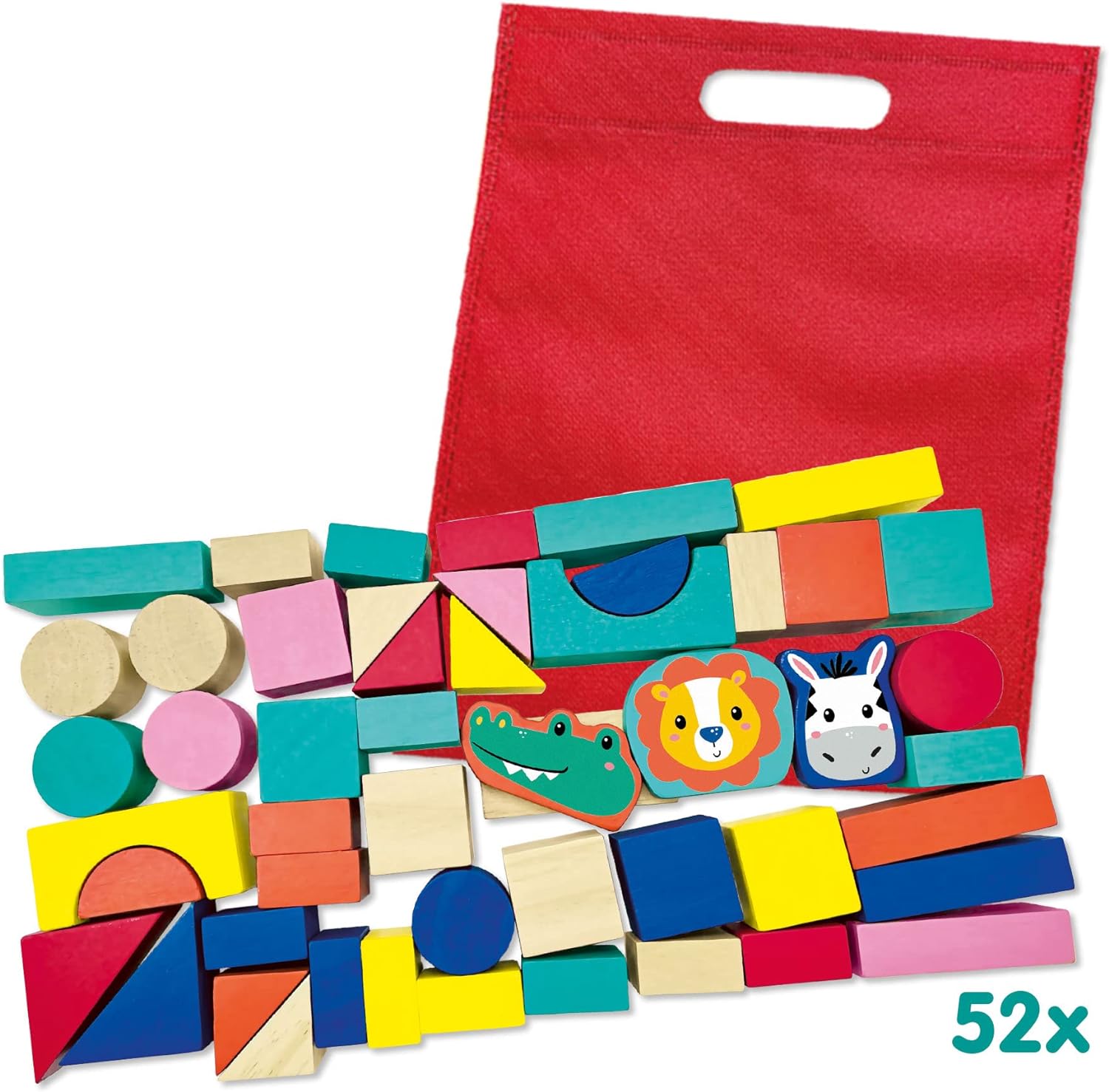 SES Creative 13143 Animal Wooden Building Blocks, Multi, One Size