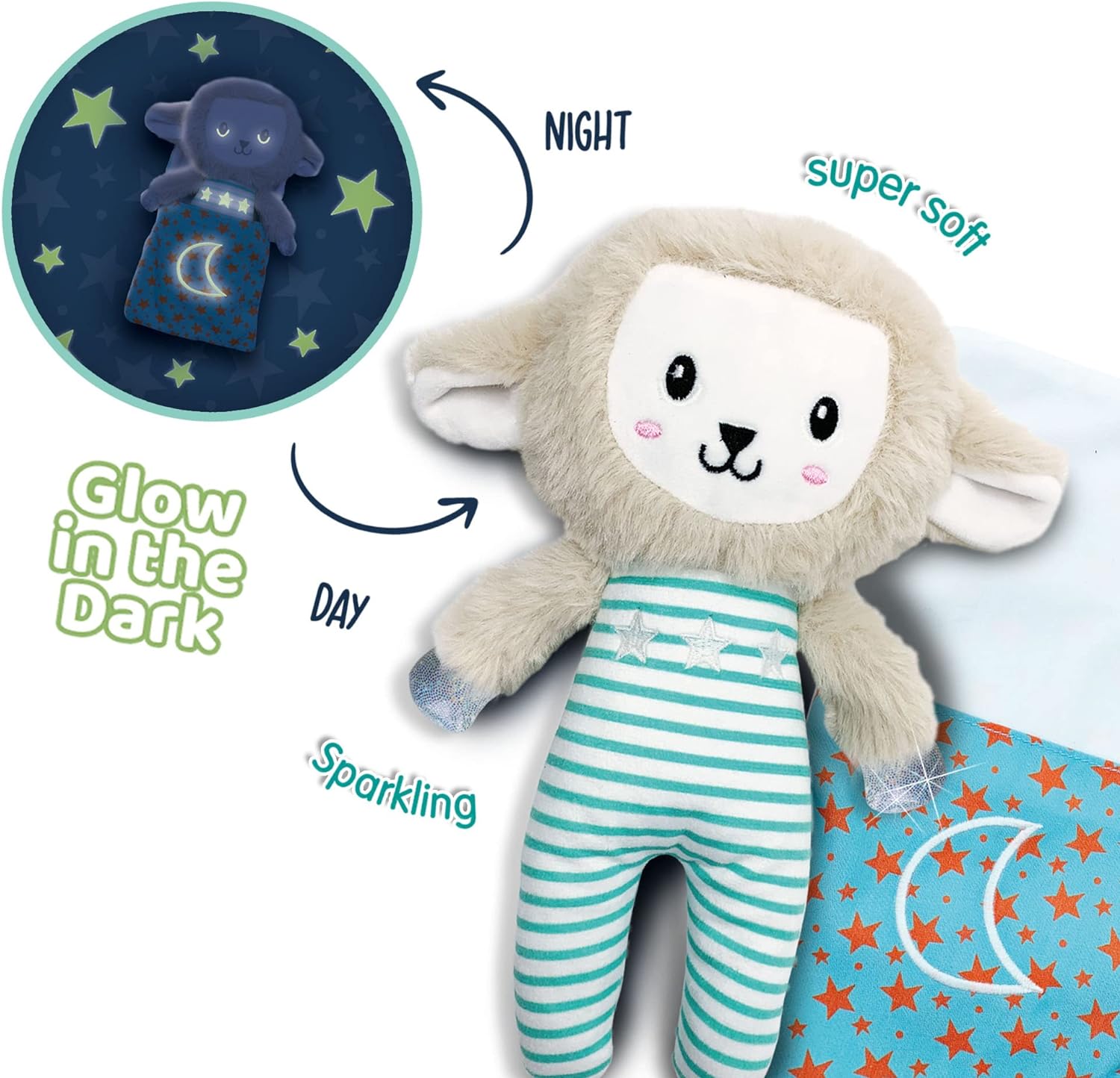 SES Creative 13155 Stars Sleepy Sheep-Night Buddy Glow in The Dark, Multi, One Size