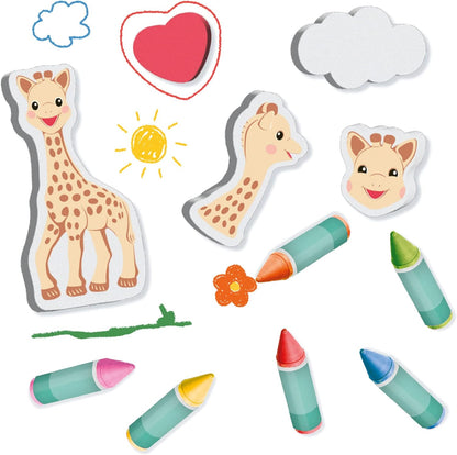 SES Creative 14498 Sophie la girafe - Bath crayons with shapes - With firm foam figures of Sophie la giraffe, Age 24M+