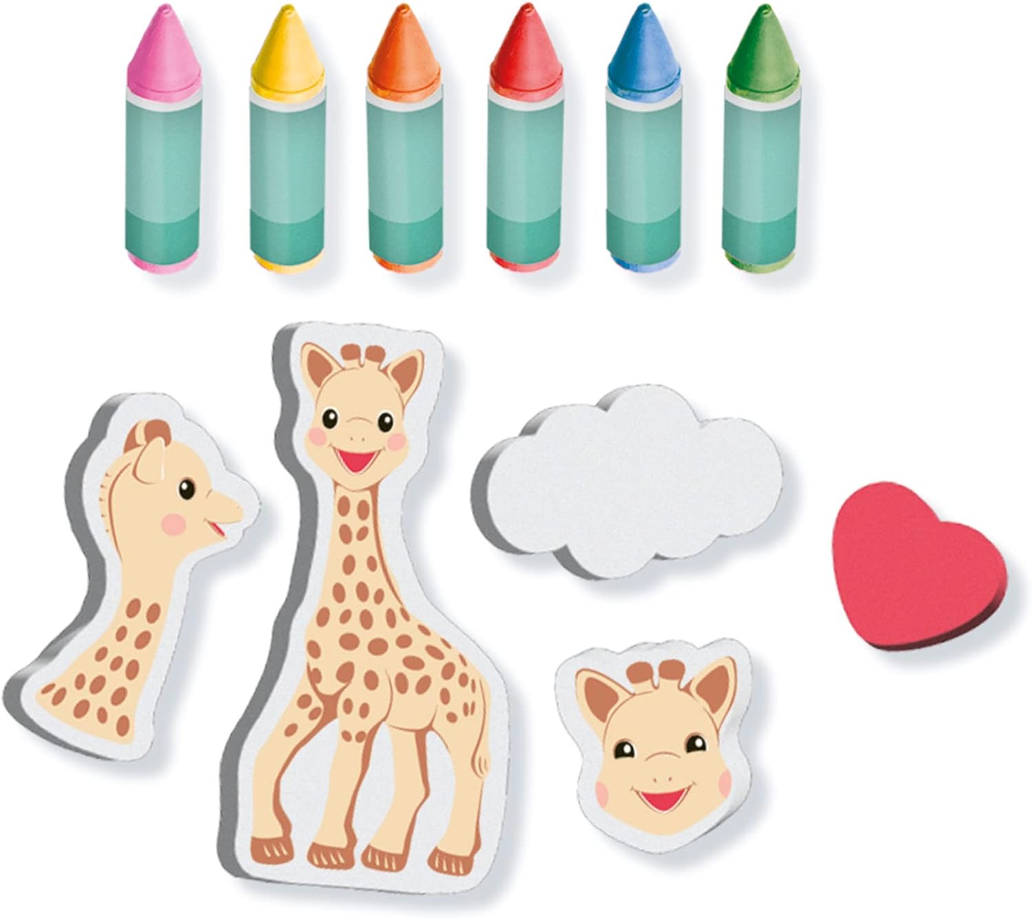 SES Creative 14498 Sophie la girafe - Bath crayons with shapes - With firm foam figures of Sophie la giraffe, Age 24M+