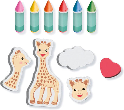 SES Creative 14498 Sophie la girafe - Bath crayons with shapes - With firm foam figures of Sophie la giraffe, Age 24M+