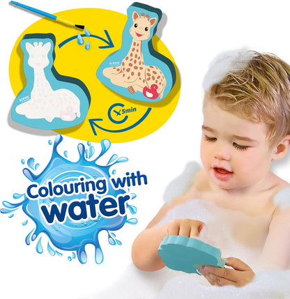SES Creative 14499 Sophie la girafe - Colouring in the bath with water - Special safe brush, This line enables the very youngest children, Age 12M+ painting bath