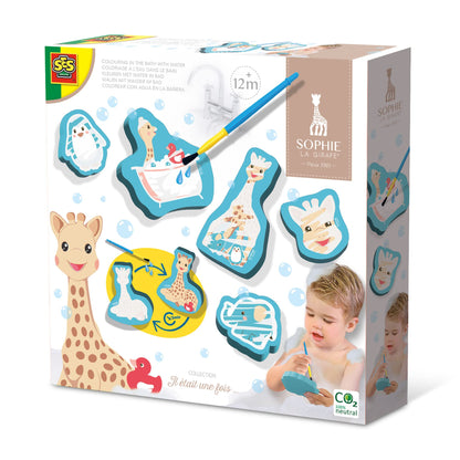 SES Creative 14499 Sophie la girafe - Colouring in the bath with water - Special safe brush, This line enables the very youngest children, Age 12M+ painting bath