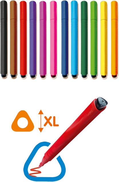 SES Creative-14696 Rotuladores de Colores con Agarre Triangular, Blanco (14696)
