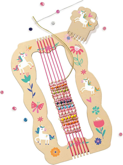 SES Creative 14745 Glass Beads Bracelets - Handy Wooden Frame Loom; Just Stretch The Elastic Over The Loom to Start Weaving with Beads; Age 6+