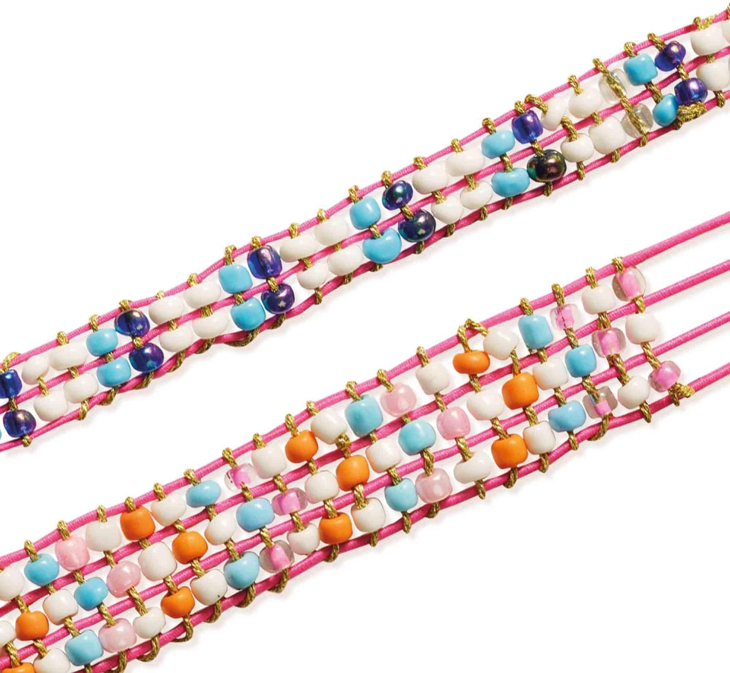 SES Creative 14745 Glass Beads Bracelets - Handy Wooden Frame Loom; Just Stretch The Elastic Over The Loom to Start Weaving with Beads; Age 6+