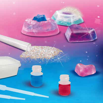 SES Creative 14765 Making Galaxy Soaps - Create Soaps in Different Shapes; You can Mix Colours; Stimulates Creativity; Glitter Included That give Your Soaps a Magical Appearance; Age 7+