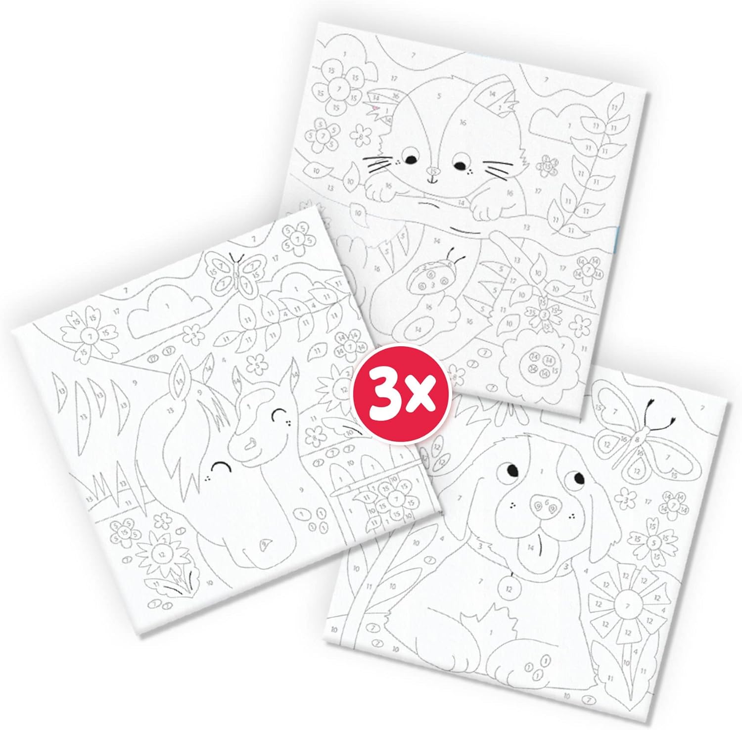 SES Creative Painting by Numbers Canvas - Pets 3X painting numbers Pets