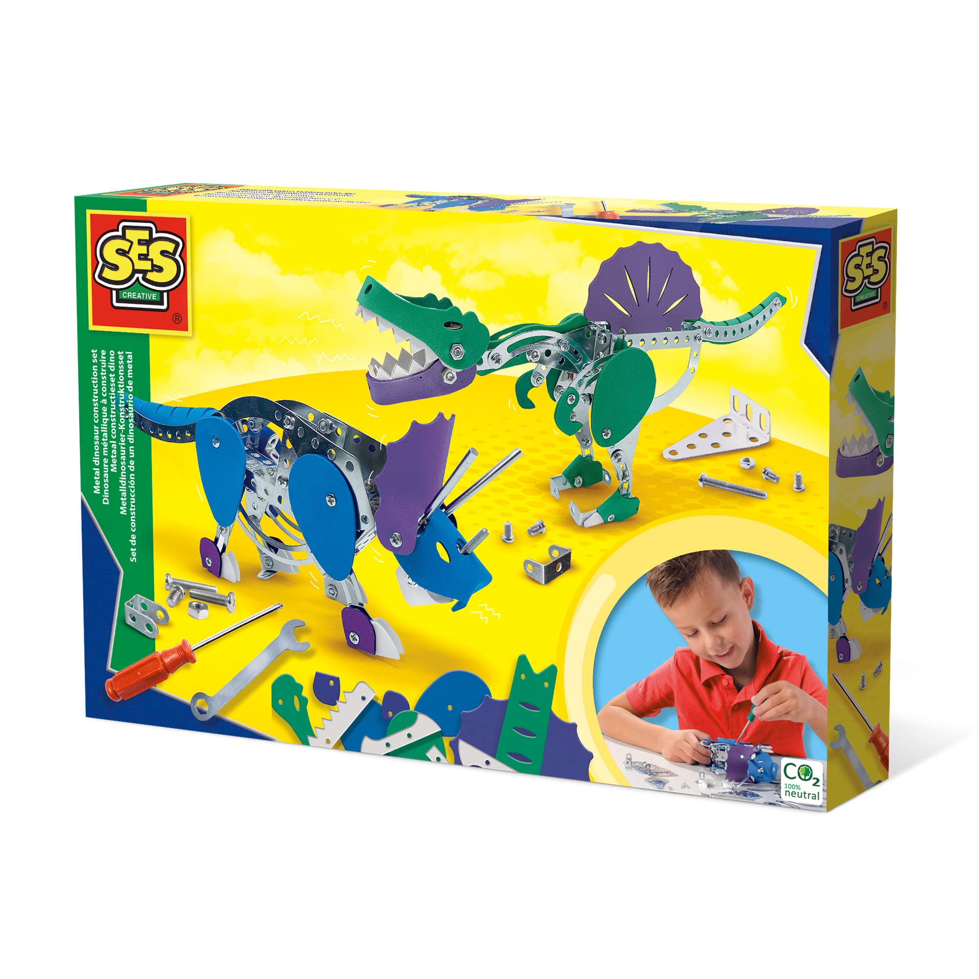 SES Creative 14950 - Metal Dinosaur Construction Set - Triceratops and Spinosaurus