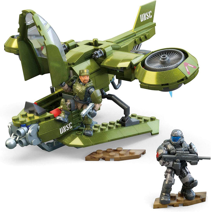 MEGA Halo Toy Vehicles Building Sets, UNSC Hornet Recon Aircraft with 4 Poseable, Collectable Micro Action Figures and Accessories, HKT18