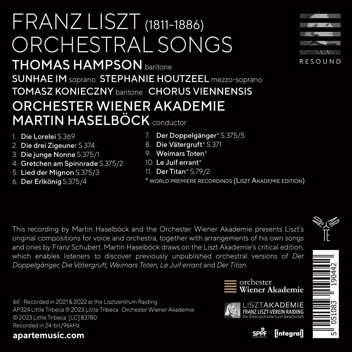 Liszt: Orchestral Songs