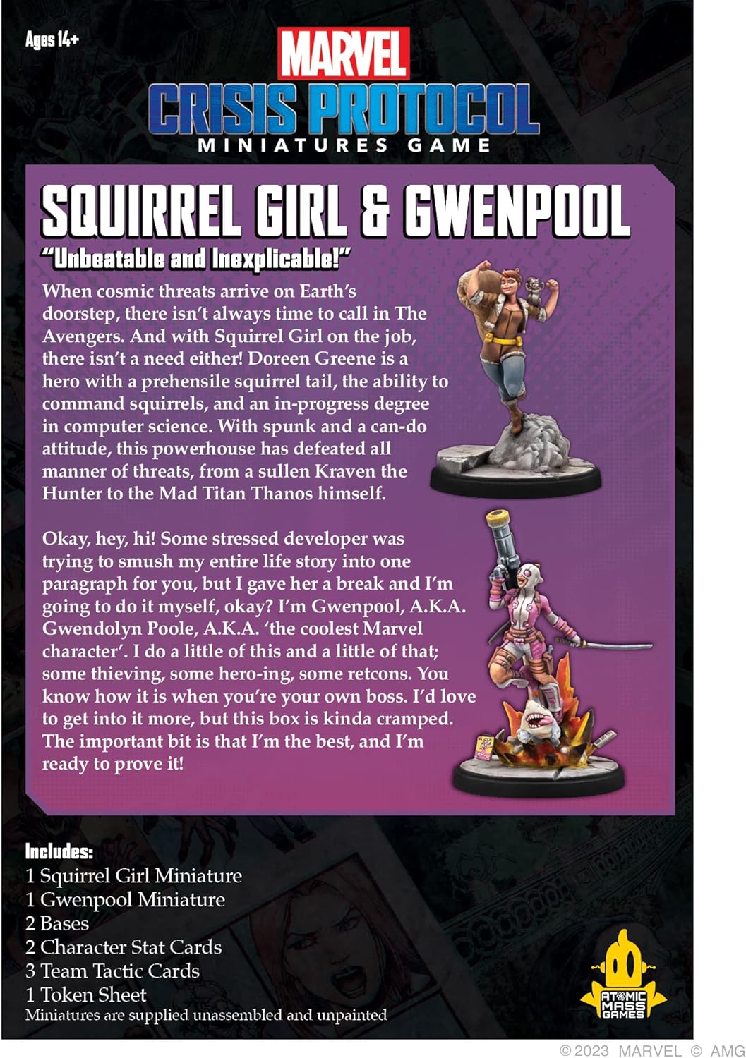 Atomic Mass Games | Marvel Crisis Protocol: Squirrel Girl & Gwenpool | Miniatures Card Game | Ages 14+ | 2 Players | 90 Minutes Playing Time