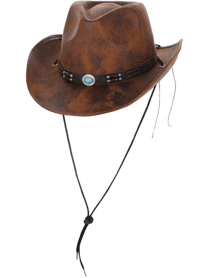 Smiffys Tan Leather Look Western Cowboy Hat