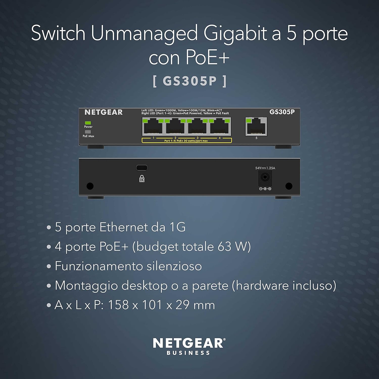 Switch Netgear Gs305P-200Pes 10 Gbps