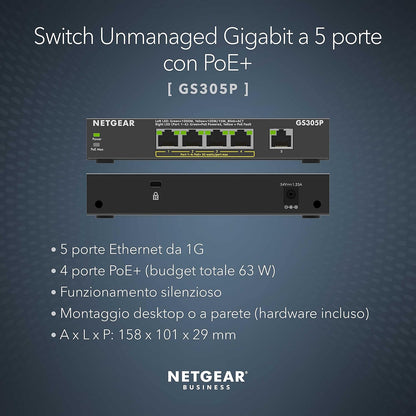 Switch Netgear Gs305P-200Pes 10 Gbps