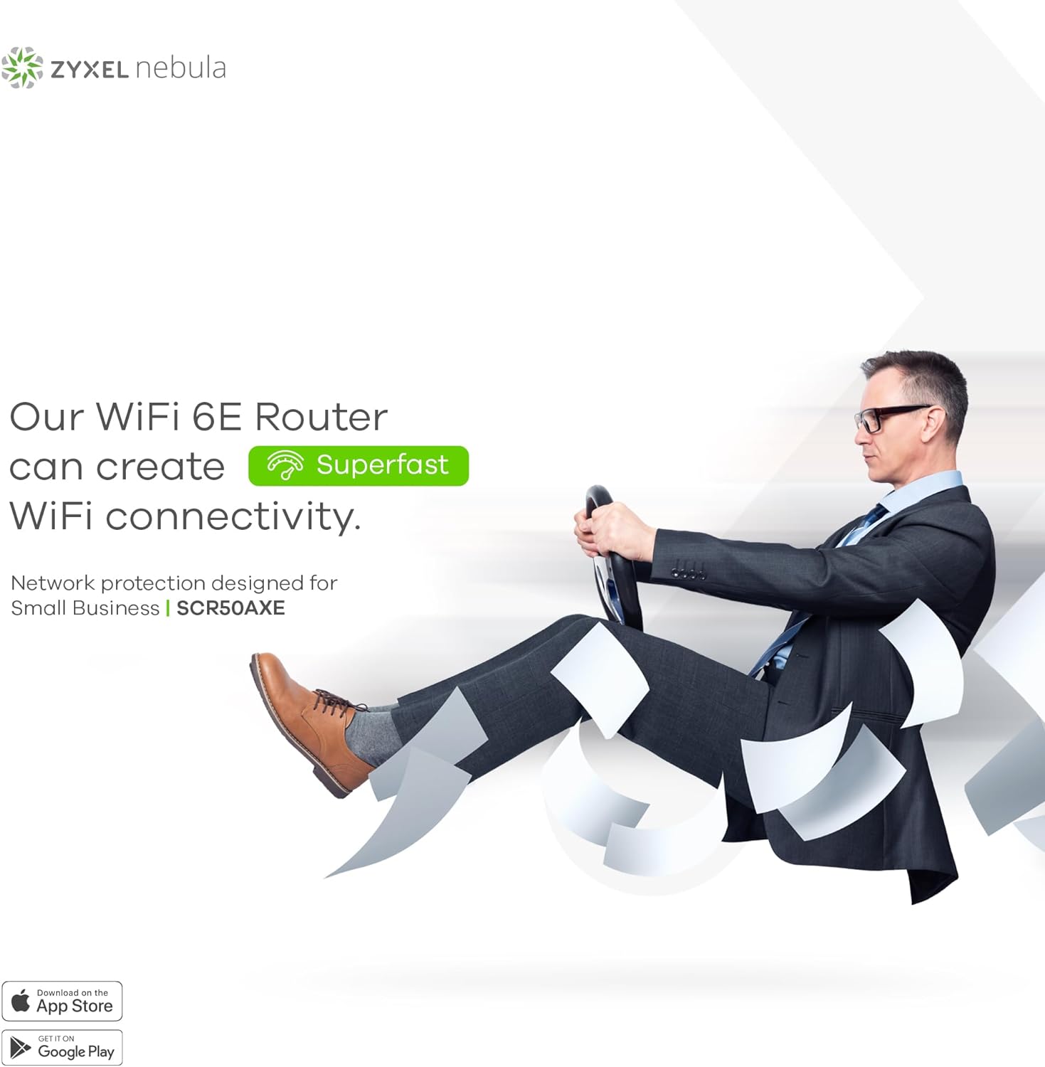 Zyxel Secure Cloud-managed Router with AXE5400 Tri-band WiFi Subscription-free network security, Manageable via Nebula APP/Ideal for small office/small branch.