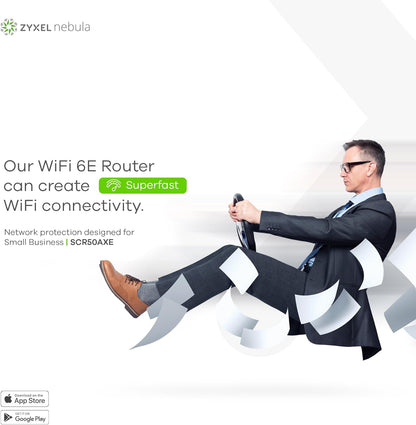 Zyxel Secure Cloud-managed Router with AXE5400 Tri-band WiFi Subscription-free network security, Manageable via Nebula APP/Ideal for small office/small branch.