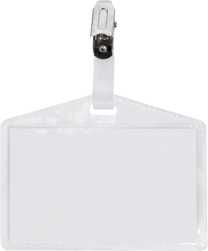 SEI ROTA 90007 3P Pass Name Holders with Metal Clip and Cardboard, 9.5 x 6 cm, Pack of 10