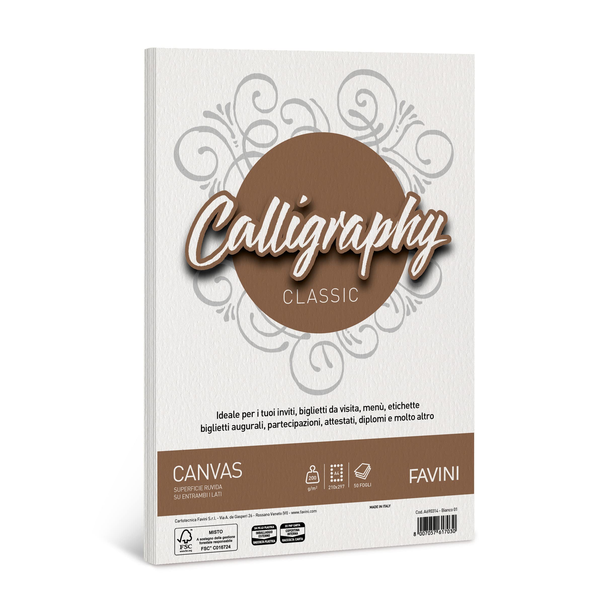 Calligraphy Canvas Ruvido Favini - bianco - A4 - 200 g - A690314 (conf.50