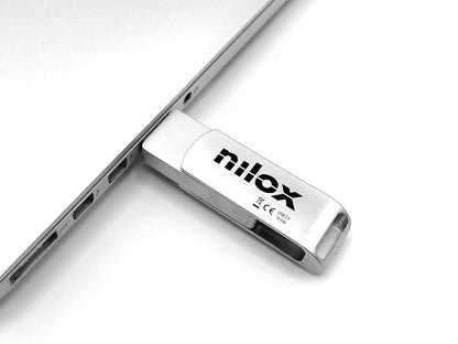 Nilox, Chiavetta USB Nilox da 16GB, PenDrive 3.0 Type C con Capacità di 16GB, Velocità di Lettura 80 MB/s e Scrittura a 30 MB/s, Compatibilità Universale, Facile Installazione con Plug & Play, Argento